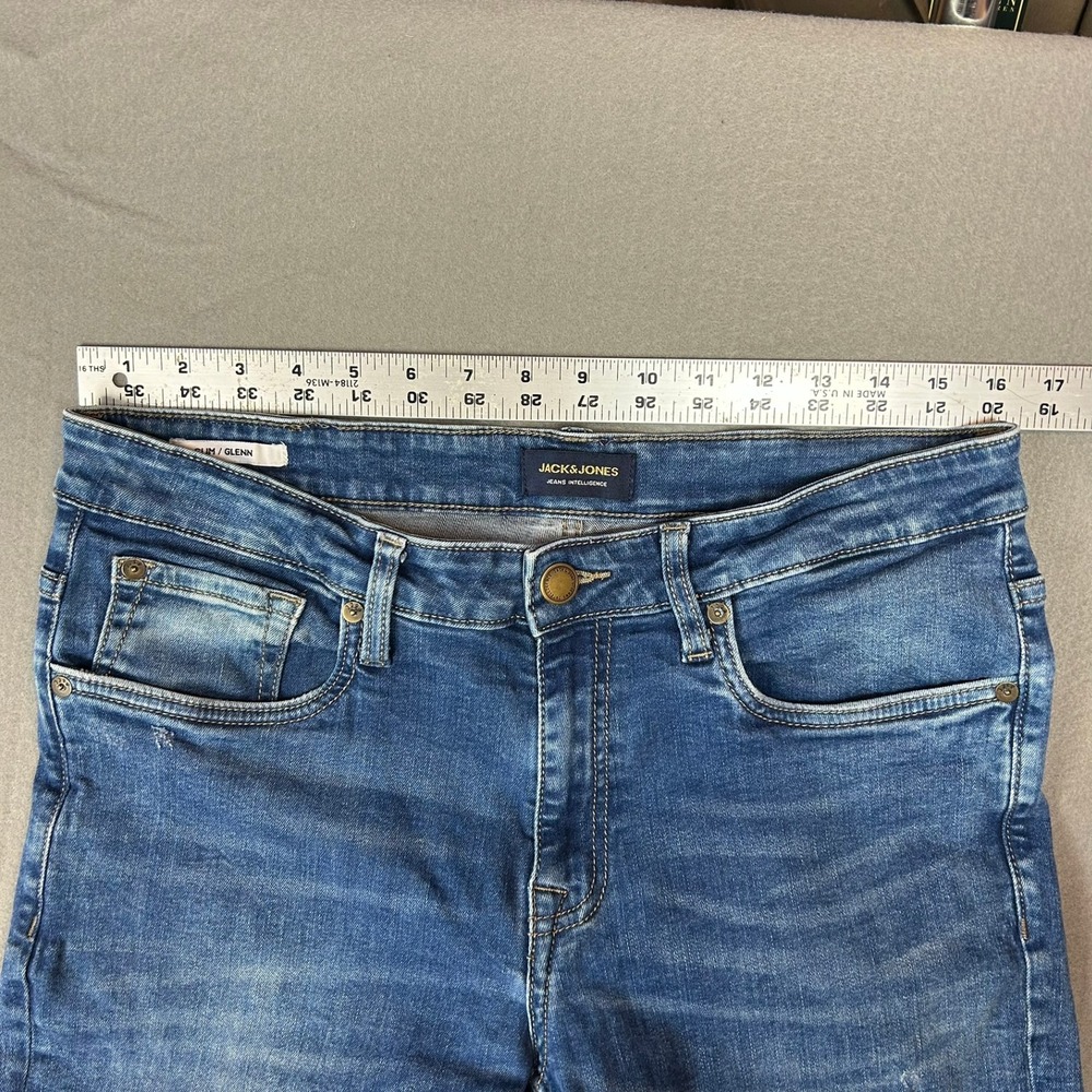Jack & Jones Jeans Glenn Slim Fit Stretch Mens 32x34 Medium Blue Denim - Picture 4 of 16
